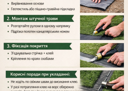 Технологія укладання штучного газону