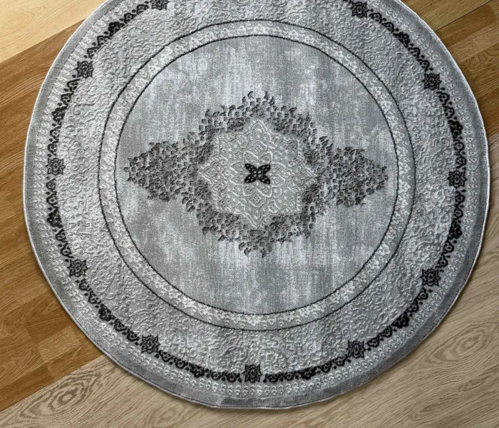 Килим Ezel D1263 dark gray круг 2